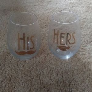 His and Hers Stemless Wine Glass Set